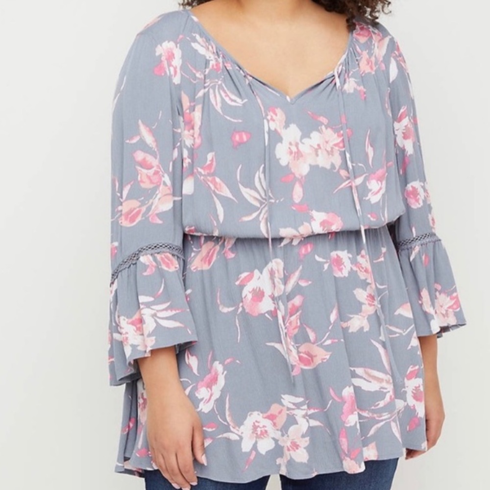 NWT Plus Size Lane Bryant Floral Peasant Top